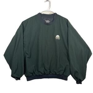 Vintage Carlyle Golf Windbreaker Mens L Green Plaid Pullover USA